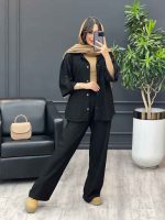 ست مانتو و شلوار بیسکوییتی کد 3902 - تصویر 10