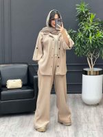 ست مانتو و شلوار بیسکوییتی کد 3902 - تصویر 3