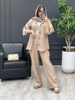 ست مانتو و شلوار بیسکوییتی کد 3902 - تصویر 8