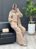 ست مانتو و شلوار بیسکوییتی کد 3902 - تصویر 16