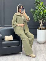 ست مانتو و شلوار بیسکوییتی کد 3902 - تصویر 4