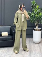 ست مانتو و شلوار بیسکوییتی کد 3902 - تصویر 9