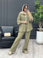ست مانتو و شلوار بیسکوییتی کد 3902 - تصویر 13