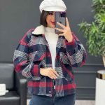 شکت چهارخونه یقه خز کد 3889