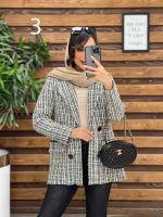کت طرح دار یقه چرم کد 4020 - تصویر 11