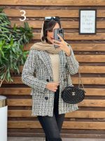 کت طرح دار یقه چرم کد 4020 - تصویر 9