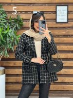 کت طرح دار یقه چرم کد 4020 - تصویر 2