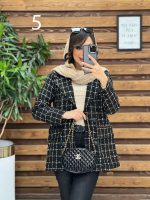 کت طرح دار یقه چرم کد 4020 - تصویر 8