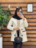 کت طرح دار یقه چرم کد 4020