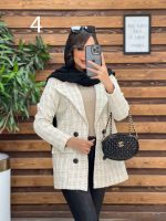 کت طرح دار یقه چرم کد 4020 - تصویر 6