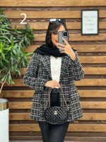 کت طرح دار یقه چرم کد 4020 - تصویر 10