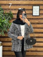 کت طرح دار یقه چرم کد 4020 - تصویر 27