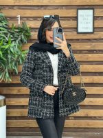کت طرح دار یقه چرم کد 4020 - تصویر 24