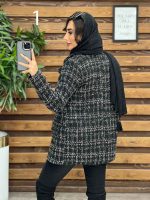 کت طرح دار یقه چرم کد 4020 - تصویر 15