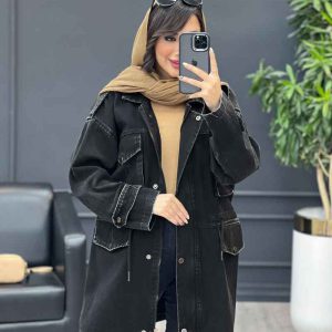 مانتو جین چهارجیب کمر گت کد 4031
