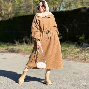 پیراهن پشمی کمر گت کد 3672