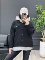 بارانی ترکیبی دو جیب پاکتی کد 3906 - تصویر 4