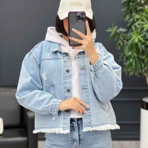 کت جین نیم تنه پایین ریش کد 3914