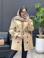 بارانی شش دکمه ژیله گرد کوتاه کد 3930 - تصویر 23