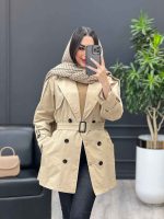 بارانی شش دکمه ژیله گرد کوتاه کد 3930 - تصویر 8
