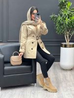 بارانی شش دکمه ژیله گرد کوتاه کد 3930 - تصویر 16