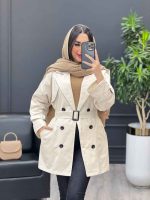 بارانی شش دکمه ژیله گرد کوتاه کد 3930 - تصویر 7
