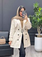 بارانی شش دکمه ژیله گرد کوتاه کد 3930 - تصویر 15