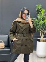 بارانی شش دکمه ژیله گرد کوتاه کد 3930 - تصویر 6