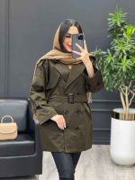 بارانی شش دکمه ژیله گرد کوتاه کد 3930 - تصویر 14