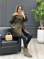 بارانی شش دکمه ژیله گرد کوتاه کد 3930 - تصویر 21