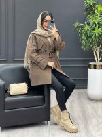بارانی شش دکمه ژیله گرد کوتاه کد 3930 - تصویر 13