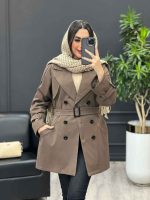بارانی شش دکمه ژیله گرد کوتاه کد 3930 - تصویر 20