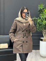 بارانی شش دکمه ژیله گرد کوتاه کد 3930 - تصویر 5