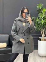 بارانی شش دکمه ژیله گرد کوتاه کد 3930 - تصویر 19