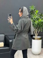 بارانی شش دکمه ژیله گرد کوتاه کد 3930 - تصویر 4