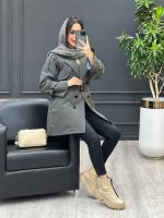 بارانی شش دکمه ژیله گرد کوتاه کد 3930 - تصویر 12