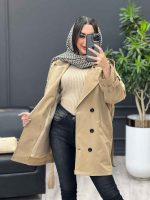 بارانی شش دکمه ژیله گرد کوتاه کد 3930 - تصویر 18