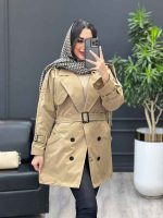 بارانی شش دکمه ژیله گرد کوتاه کد 3930 - تصویر 11