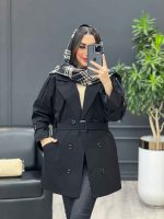 بارانی شش دکمه ژیله گرد کوتاه کد 3930 - تصویر 2