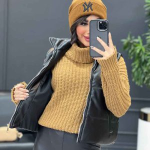 پافر چرم نیم تنه کد3778