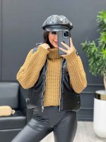 پافر چرم نیم تنه کد3778 - تصویر 3