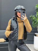 پافر چرم نیم تنه کد3778 - تصویر 2