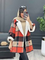 پالتو چهارخونه یقه تدی کد 3985 - تصویر 18