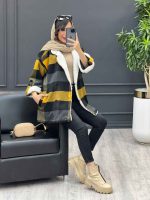 پالتو چهارخونه یقه تدی کد 3985 - تصویر 25