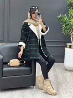 پالتو چهارخونه یقه تدی کد 3985 - تصویر 16