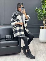 پالتو چهارخونه یقه تدی کد 3985 - تصویر 15