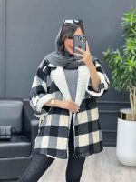 پالتو چهارخونه یقه تدی کد 3985 - تصویر 7