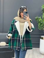 پالتو چهارخونه یقه تدی کد 3985 - تصویر 6