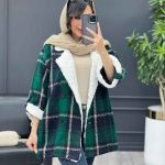 پالتو چهارخونه یقه تدی کد 3985