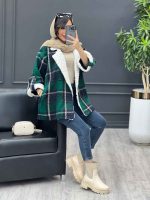 پالتو چهارخونه یقه تدی کد 3985 - تصویر 22